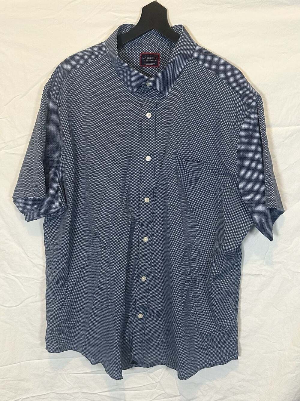 UNTUCKit Benham Shirt Size XX-Large Navy Blue Dot Short Sleeve